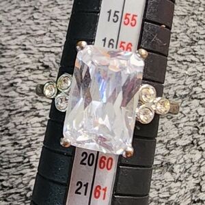 Elegant Silvertone Crystal Ring